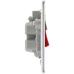 LAP 45A 2-Gang DP Cooker Switch & 13A DP Switched Socket Brushed Stainless Steel with LED with Graphite Inserts -Steel Switches Sales 117KJ A2