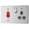 LAP 45A 2-Gang DP Cooker Switch & 13A DP Switched Socket Brushed Stainless Steel with LED with Graphite Inserts -Steel Switches Sales 117KJ P
