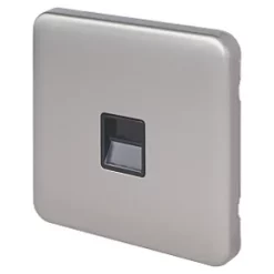 Schneider Electric Lisse Deco Master Telephone Socket Brushed Stainless Steel with Black Inserts