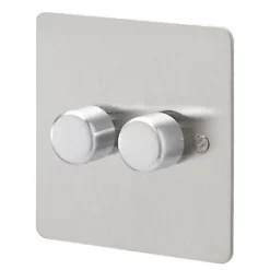 MK Edge 2-Gang 2-Way Dimmer Switch Brushed Stainless Steel