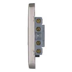 Schneider Electric Lisse Deco 13A Unswitched Fused Spur Brushed Stainless Steel with Black Inserts -Steel Switches Sales 160CC A2