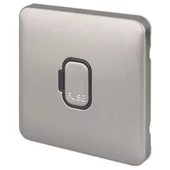 Schneider Electric Lisse Deco 13A Unswitched Fused Spur Brushed Stainless Steel with Black Inserts