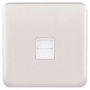 Schneider Electric Lisse Deco Master Telephone Socket Brushed Stainless Steel with White Inserts 4 Schneider Electric Lisse Deco Master Telephone Socket Brushed Stainless Steel with White Inserts - Image 2