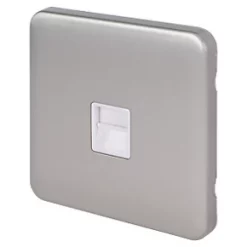 Schneider Electric Lisse Deco Master Telephone Socket Brushed Stainless Steel with White Inserts