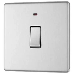 LAP 20A 1-Gang DP Boiler Switch Brushed Stainless Steel with LED