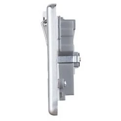 LAP 13A 2-Gang SP Switched Wi-Fi Extender + 2.1A 1-Outlet Type A USB Charger Brushed Steel with White Inserts -Steel Switches Sales 170FV A3