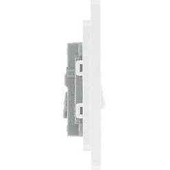 British General Evolve 20A 16AX 1-Gang Intermediate Light Switch Brushed Steel with White Inserts -Steel Switches Sales 171PX A5
