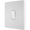 British General Evolve 20A 16AX 1-Gang Intermediate Light Switch Brushed Steel with White Inserts -Steel Switches Sales 171PX P