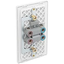 British General Evolve 45A 1-Gang 2-Pole Cooker Switch Brushed Steel with LED with White Inserts -Steel Switches Sales 174PY A4