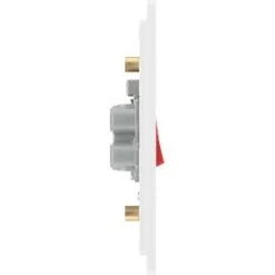 British General Evolve 45A 1-Gang 2-Pole Cooker Switch Brushed Steel with LED with White Inserts -Steel Switches Sales 174PY A5