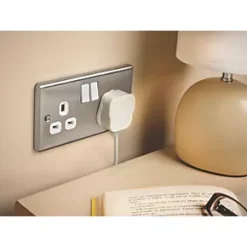 LAP 13A 2-Gang SP Switched Plug Socket Brushed Stainless Steel with White Inserts 5 Pack -Steel Switches Sales 1772C A5