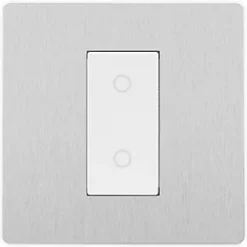 British General Evolve 1-Gang 2-Way LED Single Master Trailing Edge Touch Dimmer Switch Brushed Steel with White Inserts -Steel Switches Sales 188PY A2