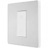 British General Evolve 1-Gang 2-Way LED Single Master Trailing Edge Touch Dimmer Switch Brushed Steel with White Inserts -Steel Switches Sales 188PY P