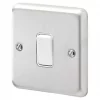 MK Albany Plus 10AX 1-Gang 2-Way Switch Brushed Stainless Steel with White Inserts -Steel Switches Sales 191FF P