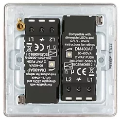 LAP 2-Gang 2-Way LED Dimmer Switch Brushed Stainless Steel -Steel Switches Sales 214KJ A3