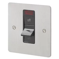MK Edge 32A 1-Gang DP Control Switch Brushed Stainless Steel with Neon with Black Inserts