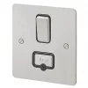 MK Edge 13A Switched Fused Spur Brushed Stainless Steel with Black Inserts -Steel Switches Sales 227FF P
