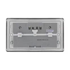 LAP 13A 2-Gang Unswitched Socket + 4.2A 4-Outlet Type A USB Charger Brushed Stainless Steel with White Inserts -Steel Switches Sales 2546T A2