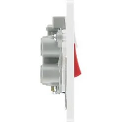 British General Evolve 45A 2-Gang 2-Pole Cooker Switch & 13A DP Switched Socket Brushed Steel with LED with White Inserts -Steel Switches Sales 255PX A5