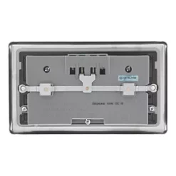 LAP 13A 2-Gang Unswitched Socket + 4.2A 4-Outlet Type A USB Charger Brushed Stainless Steel with Black Inserts -Steel Switches Sales 2564T A4