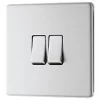 LAP 20A 16AX 2-Gang 2-Way Light Switch Brushed Stainless Steel -Steel Switches Sales 258KJ P
