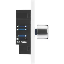British General Evolve 1-Gang 2-Way LED Trailing Edge Single Push Dimmer Switch with Rotary Control Brushed Steel with White Inserts -Steel Switches Sales 259PY A5