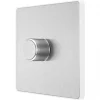 British General Evolve 1-Gang 2-Way LED Trailing Edge Single Push Dimmer Switch with Rotary Control Brushed Steel with White Inserts -Steel Switches Sales 259PY P
