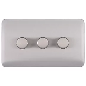 Schneider Electric Lisse Deco 3-Gang 2-Way Dimmer Brushed Stainless Steel 4 Schneider Electric Lisse Deco 3-Gang 2-Way Dimmer Brushed Stainless Steel - Image 2