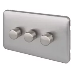 Schneider Electric Lisse Deco 3-Gang 2-Way Dimmer Brushed Stainless Steel