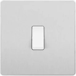 British General Evolve 20 A 16AX 1-Gang 2-Way Light Switch Brushed Steel with White Inserts -Steel Switches Sales 268PY A2
