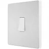 British General Evolve 20 A 16AX 1-Gang 2-Way Light Switch Brushed Steel with White Inserts -Steel Switches Sales 268PY P