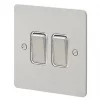 MK Edge 20AX 2-Gang 2-Way Switch Brushed Stainless Steel with White Inserts -Steel Switches Sales 289FF P