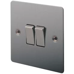 LAP 10AX 2-Gang 2-Way Light Switch Brushed Stainless Steel