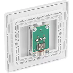 British General Evolve Coaxial TV / FM Socket Brushed Steel with White Inserts -Steel Switches Sales 334RF A4