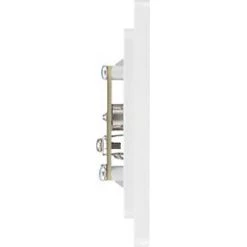 British General Evolve Coaxial TV / FM Socket Brushed Steel with White Inserts -Steel Switches Sales 334RF A5