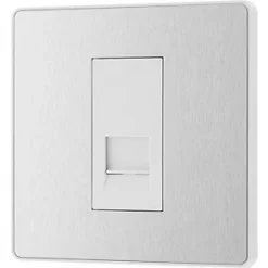 British General Evolve Slave Telephone Socket Brushed Steel with White Inserts -Steel Switches Sales 339RF A3