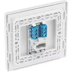 British General Evolve Slave Telephone Socket Brushed Steel with White Inserts -Steel Switches Sales 339RF A4