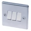 LAP 10AX 3-Gang 2-Way Light Switch Brushed Stainless Steel with White Inserts -Steel Switches Sales 34445 P