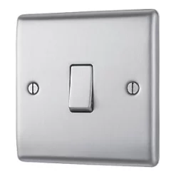 British General Nexus Metal 10AX 1-Gang Intermediate Switch Brushed Stainless Steel
