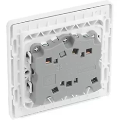 British General Evolve 10A 1-Gang 3-Pole Fan Isolator Switch Brushed Steel with White Inserts -Steel Switches Sales 378PX A4
