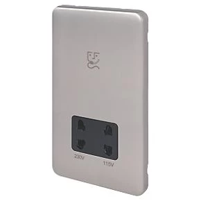 Schneider Electric Lisse Deco 2-Gang Dual Voltage Shaver Socket 115 / 230V Brushed Stainless Steel with Black Inserts 3 Schneider Electric Lisse Deco 2-Gang Dual Voltage Shaver Socket 115 / 230V Brushed Stainless Steel with Black Inserts