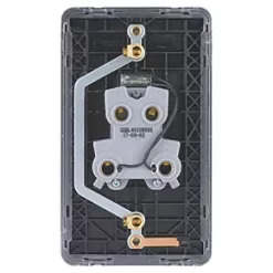 Schneider Electric Lisse Deco 50A 2-Gang DP Cooker Switch Brushed Stainless Steel with LED with Black Inserts -Steel Switches Sales 397FF A3