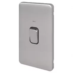 Schneider Electric Lisse Deco 50A 2-Gang DP Cooker Switch Brushed Stainless Steel with LED with Black Inserts