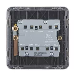 Schneider Electric Lisse Deco 10AX 3-Gang 2-Way Light Switch Brushed Stainless Steel with Black Inserts -Steel Switches Sales 444CC A3