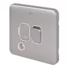 Schneider Electric Lisse Deco 13A Switched Fused Spur Brushed Stainless Steel with White Inserts -Steel Switches Sales 444FF P