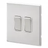 MK Aspect 20AX 2-Gang 2-Way Switch Brushed Stainless Steel with White Inserts -Steel Switches Sales 447FF P