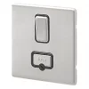MK Aspect 13A Switched Fused Spur Brushed Stainless Steel with Black Inserts -Steel Switches Sales 451FF P