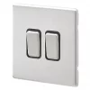 MK Aspect 10AX 2-Gang 2-Way Switch Brushed Stainless Steel with Black Inserts -Steel Switches Sales 464FF P
