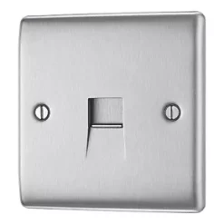 British General Nexus Metal Master Telephone Socket Brushed Steel