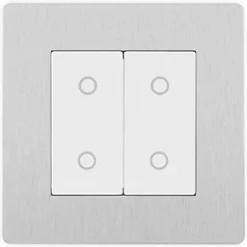 British General Evolve 2-Gang 2-Way LED Double Secondary Touch Trailing Edge Dimmer Switch Brushed Steel with White Inserts -Steel Switches Sales 474PY A2